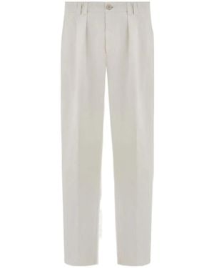Canali Pleated Straight-Leg Pants - White