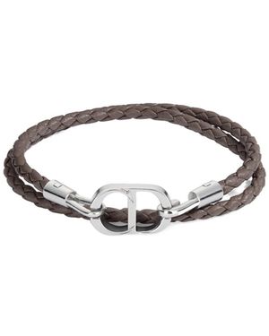 Dior Cd Icon Woven Leather Double Bracelet - White