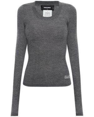 DSquared² Crew Neck Long-Sleeved Knitwear - Blue