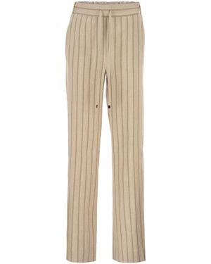 Antonelli Pinstriped Pants - Natural