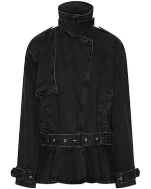 ROTATE BIRGER CHRISTENSEN Denim Biker Jacket - Black
