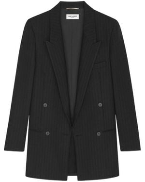 Saint Laurent Double-Breasted Oversized Jacket - Black