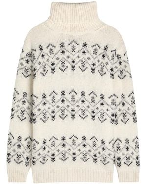 Moncler Fair Isle Alpaca-Blend Sweater - White