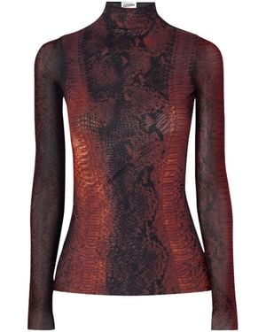 Jean Paul Gaultier Snake-Print Mesh Top - Purple