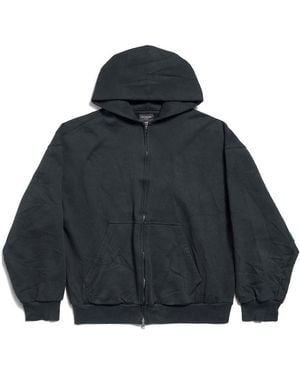 Balenciaga Flipped Uni Zip-Up Hoodie Regular Fit - Blue