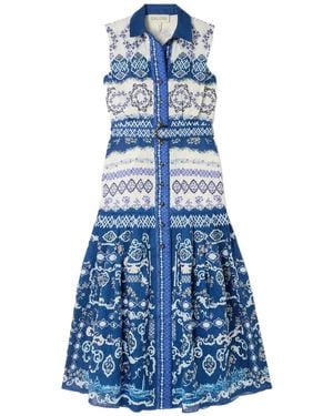 Saloni Collared Shirt Dress - Blue