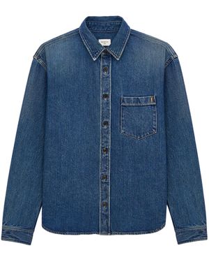 Saint Laurent Cassandre Button-Up Denim Shirt - Blue