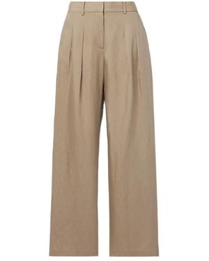 LoveShackFancy Adams Pleated Lyocell And Linen-Blend Wide-Leg Trousers - Natural