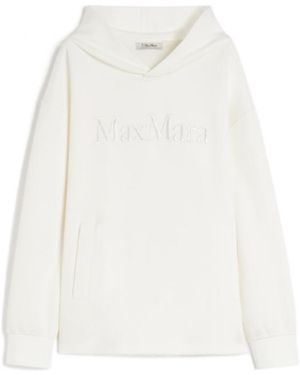 Max Mara Visiera Logo Embroidered Hoodie - White