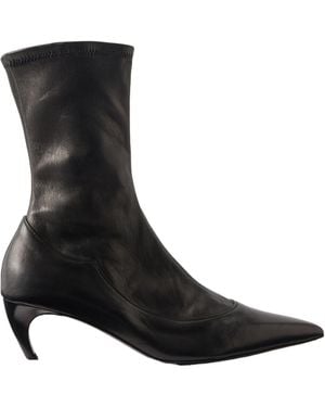 KHAITE Leather Ankle Boots - Black
