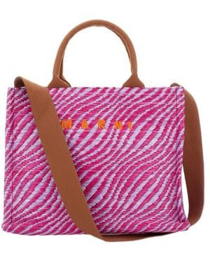 Marni Logo Embroidered Tote Bag - Pink
