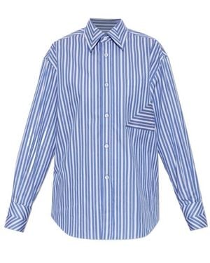 Victoria Beckham Striped Pocket Shirt - Blue