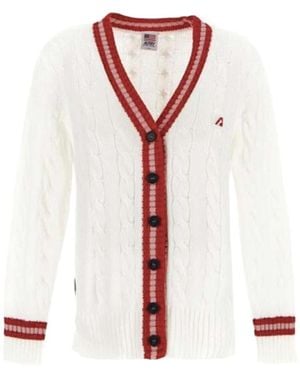Autry Cable-Knit V-Neck Cardigan - White