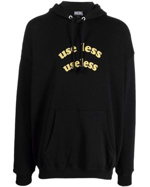 DIESEL Slogan Front Pocket Hoodie - Black