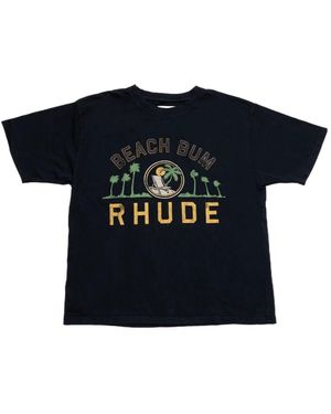 Rhude Logo Printed Crewneck T-Shirt - Black