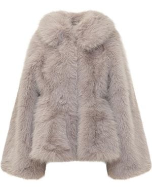 ROTATE BIRGER CHRISTENSEN Faux-Fur Flared Jacket - Grey