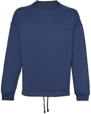 ZEGNA Logo Embroidered Crewneck Sweatshirt - Blue