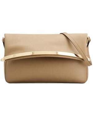 Tod's Logo Debossed Flap Bag - Natural
