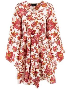 Etro Graphic Printed Belted Dress - Red