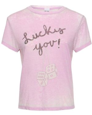 RE/DONE Printed Round-Neck T-Shirt - Pink