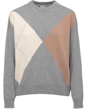 Peserico Intarsia Knitted Jumper - Grey