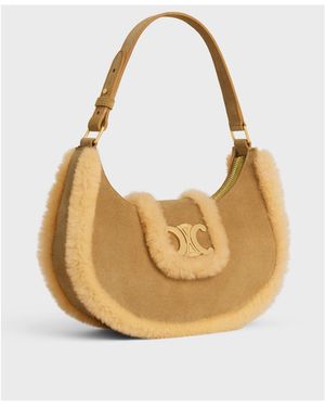 Celine Ava Medium Triomphe Suede Shoulder Bag in Brown | Lyst