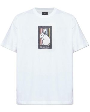 Paul Smith Ps Paul Smith Rabbit-Print Crewneck T-Shirt - White
