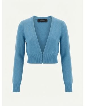 Gucci Knit Wool Cashmere Cardigan - Blue
