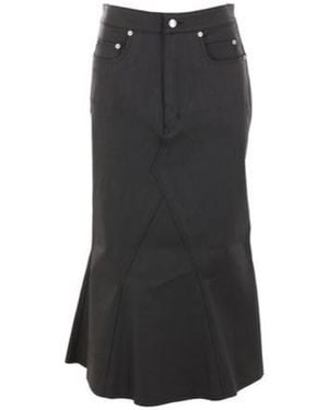 Rick Owens Flared Midi Denim Skirt - Black