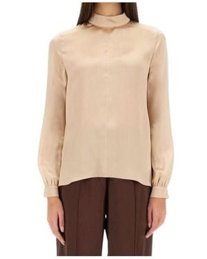 Tom Ford Long Sleeved Satin Top - Natural