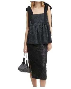 Stine Goya Floral-Embellished Bow-Detail Blouse - Black