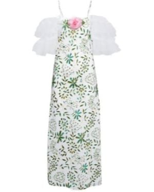 Rodarte Floral Silk Midi Dress - White