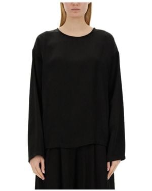 Fabiana Filippi Long-Sleeve Satin Blouse - Black