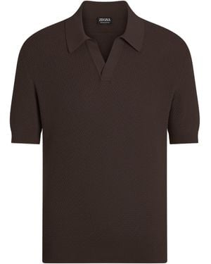 ZEGNA Cotton Polo Shirt - Brown