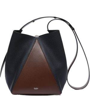 Max Mara Medium Two-Tone Leather Bucket Bag - Blue