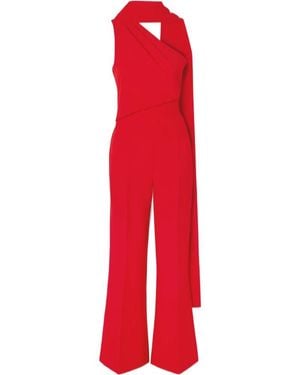 Roland Mouret Asymmetrical Scarf Details On The Jumpsuit - Red