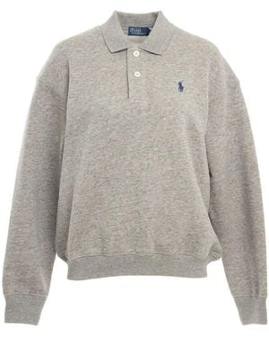 Polo Ralph Lauren Logo Embroidered Polo Shirt - Grey
