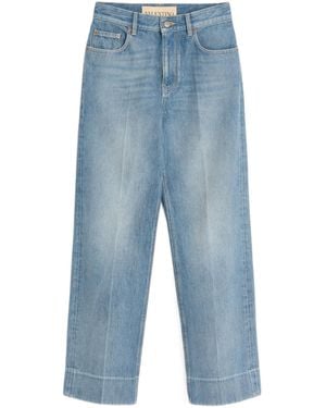 Valentino Logo Patch Classic Jeans - Blue
