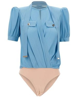 Elisabetta Franchi Shirt-Style Bodysuit - Blue