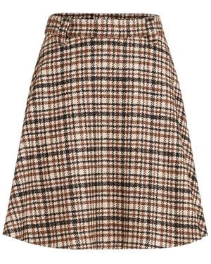 Brunello Cucinelli Comfort Checked Wool And Alpaca Mini Circle Skirt - Natural