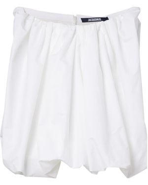 Jacquemus Lavande Gathered Off-Shoulder Cotton-Blend Top - White