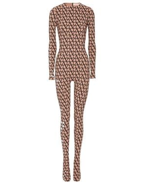 Valentino Logo-Print Jumpsuit - Brown