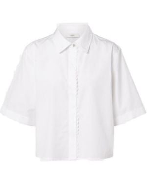 Vince Scalloped Cotton Poplin Shirt - White