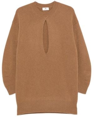 Elisabetta Franchi Cut-Out Knitted Mini Dress - Brown
