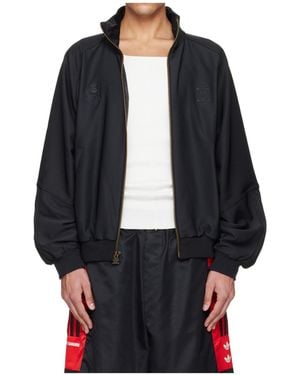 Willy Chavarria X Adidas Originals Collaboration Dress Twill Stand Collar Sports Jacket - Black