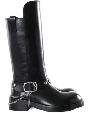 Ann Demeulemeester Edeed Belt Chains Riding Boots - Black