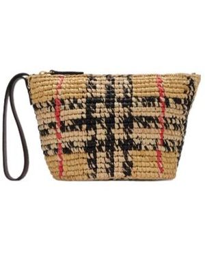 Burberry Margate Checked Pouch - White