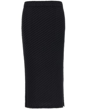Issey Miyake Sleek Pleated Midi Skirt - Black