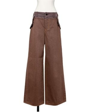 Sacai Patch-Pocket Wide-Leg Denim Jeans - Brown