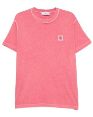 Stone Island Logo-Patch T-Shirt - Pink